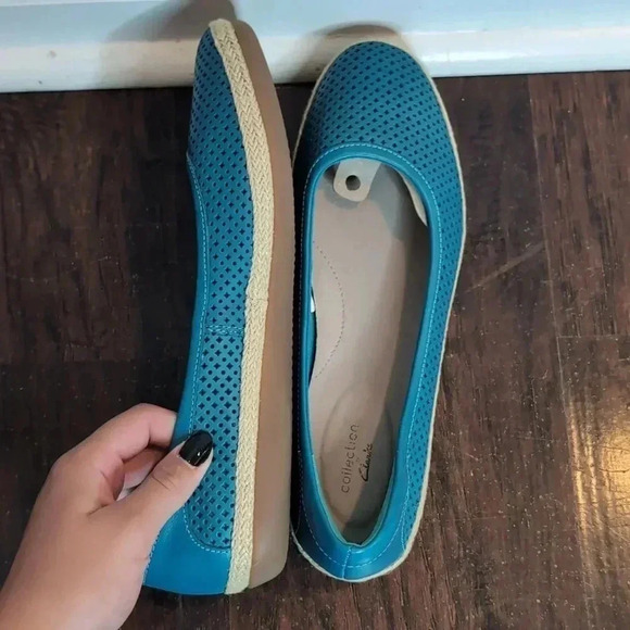 Clarks Collection Leather Espadrilles Danelly Adira Flats Turquoise - Picture 5 of 8